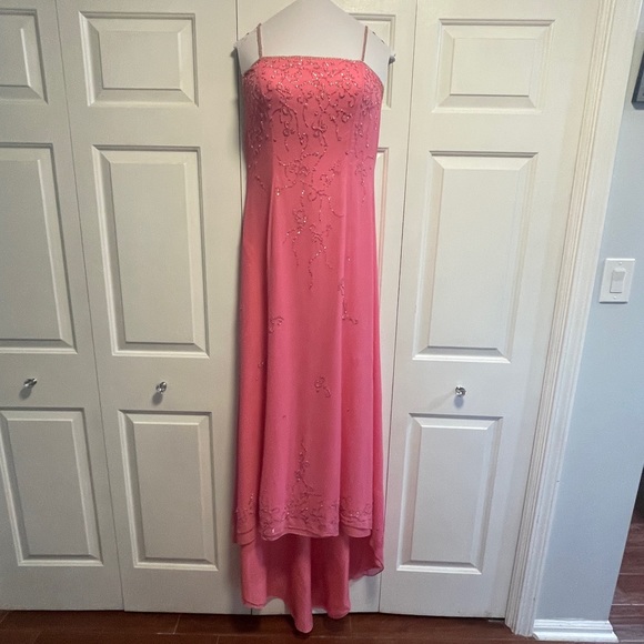Xcite Bright Pink Beaded Prom Dress Size 18 - Picture 1 of 8